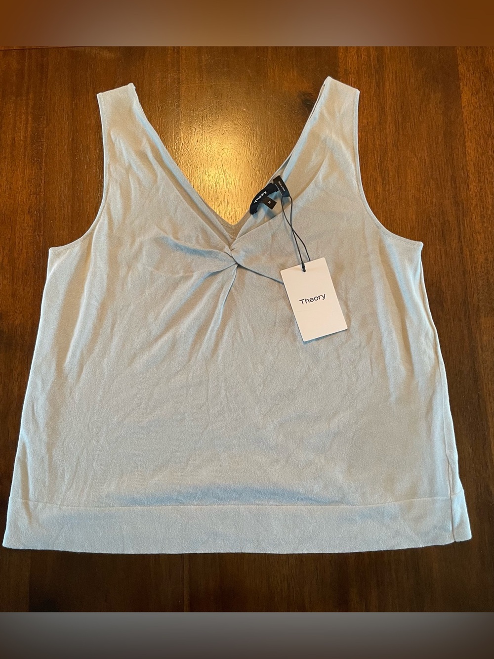 Theory NWT Knit Twisted Sleeveless Tank Top Light Blue Med $245 Harbor Bristol
